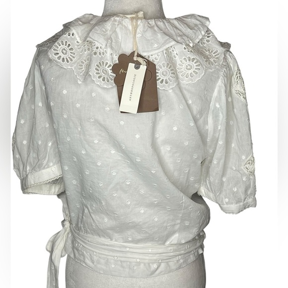 Anthropologie Forever That Girl Lacy Ruffled Wrap Blouse See all Blouse L NWT - Picture 8 of 16